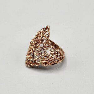 Rose Gold Plated Filigree Ring Size 9 Sterling Silver PAJ 925 Womens Jewelry